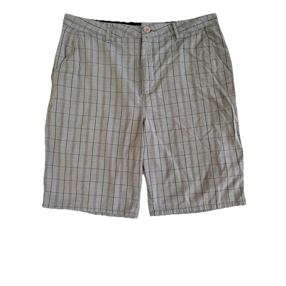 Hurley Gray Plaid Bermuda Shorts Mens 33 Skater Preppy